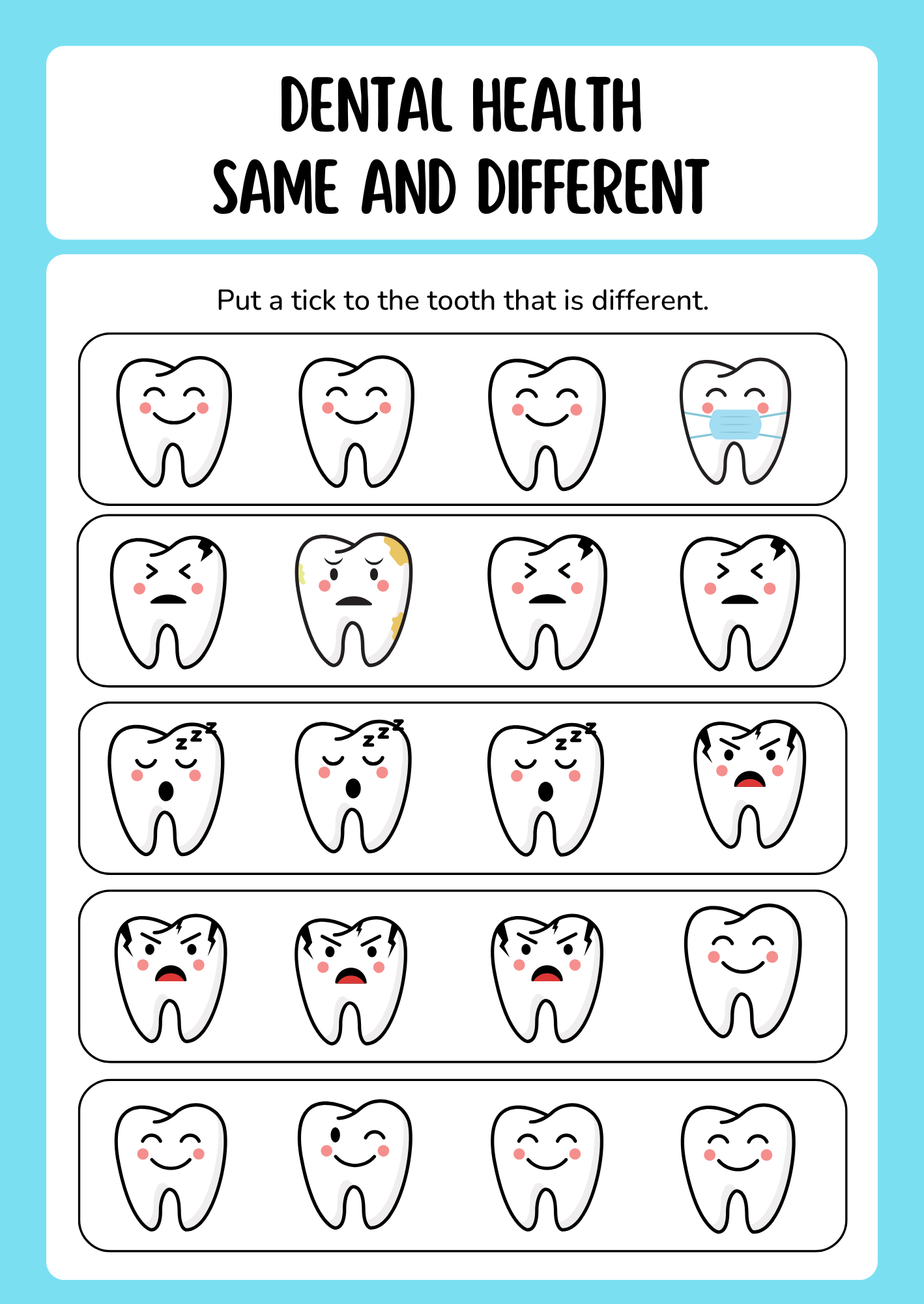 Dental health HGS-Free worksheets