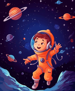 Space Boy Coloring Book 3 – moon landing astronaut coloring book for kids ages 5-7 by Happy Giraffe Studio