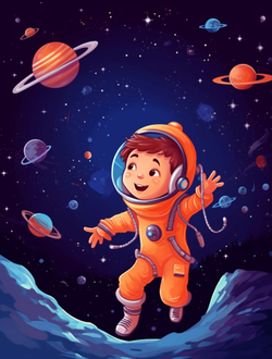 Space Boy Coloring Book 3 – moon landing astronaut coloring book for kids ages 5-7 by Happy Giraffe Studio