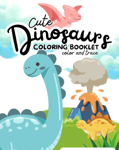 Cute Dinosaur coloring and tracing book — Dinosaur coloring with name tracing coloring book for children ages 3-5 by Happy Giraffe Studio