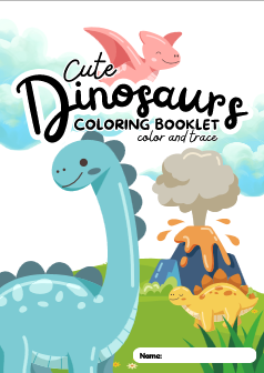 Cute Dinosaur coloring and tracing book — Dinosaur coloring with name tracing coloring book for children ages 3-5 by Happy Giraffe Studio