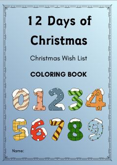 Christmas Wish List Colouring Booklet – Numbers 1 to 9 Christmas Themed Colouring Pages for Kids