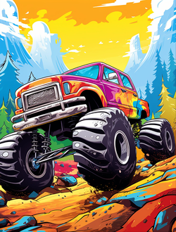 Monster Trucks Coloring Book 4 – Rock Crusher Mountain Rally Coloring Book for Kids Ages 4–8