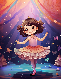 Kawaii Ballerina Coloring Book for Kids Book 5 - Cute Dancing Girls Ages 4-9