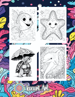 Cute Ocean Animals Coloring Book Part 2 for kids ages 4-8 — starfish turtle and sea creatures colouring pages by Happy Giraffe Studio Cute Ocean Animals Coloring Book for Kids Part 2 - Ages 4-8