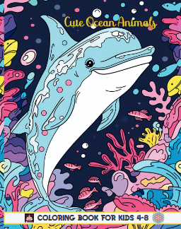 Cute Ocean Animals Coloring Book for Kids Part 1 - Ages 4-8