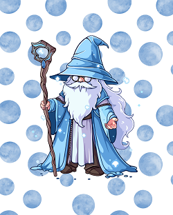 Fantasy friends kids wall art 3 poster set — cute blue dragon wizard and cool axolotl with sunglasses on blue polka dot background by Happy Giraffe Studio