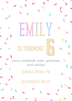 Sprinkles Birthday Party Invitation Template - Editable Canva Card Printable