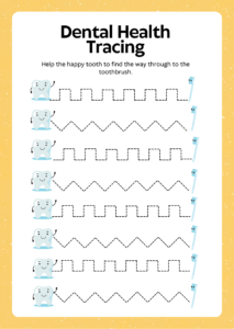 free worksheets-Dental health tracing