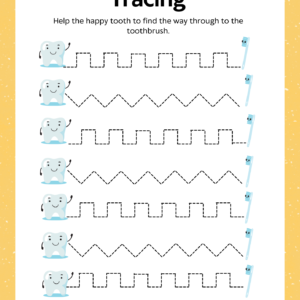 free worksheets-Dental health tracing