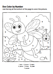 free worksheets- Bee Color by Number