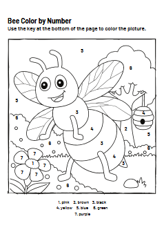 free worksheets- Bee Color by Number