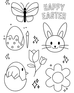 free worksheets - Happy easter coloring activity for kids