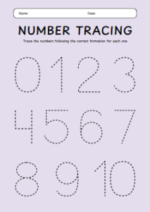 free worksheets - Number Tracing Worksheet
