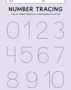 free worksheets - Number Tracing Worksheet