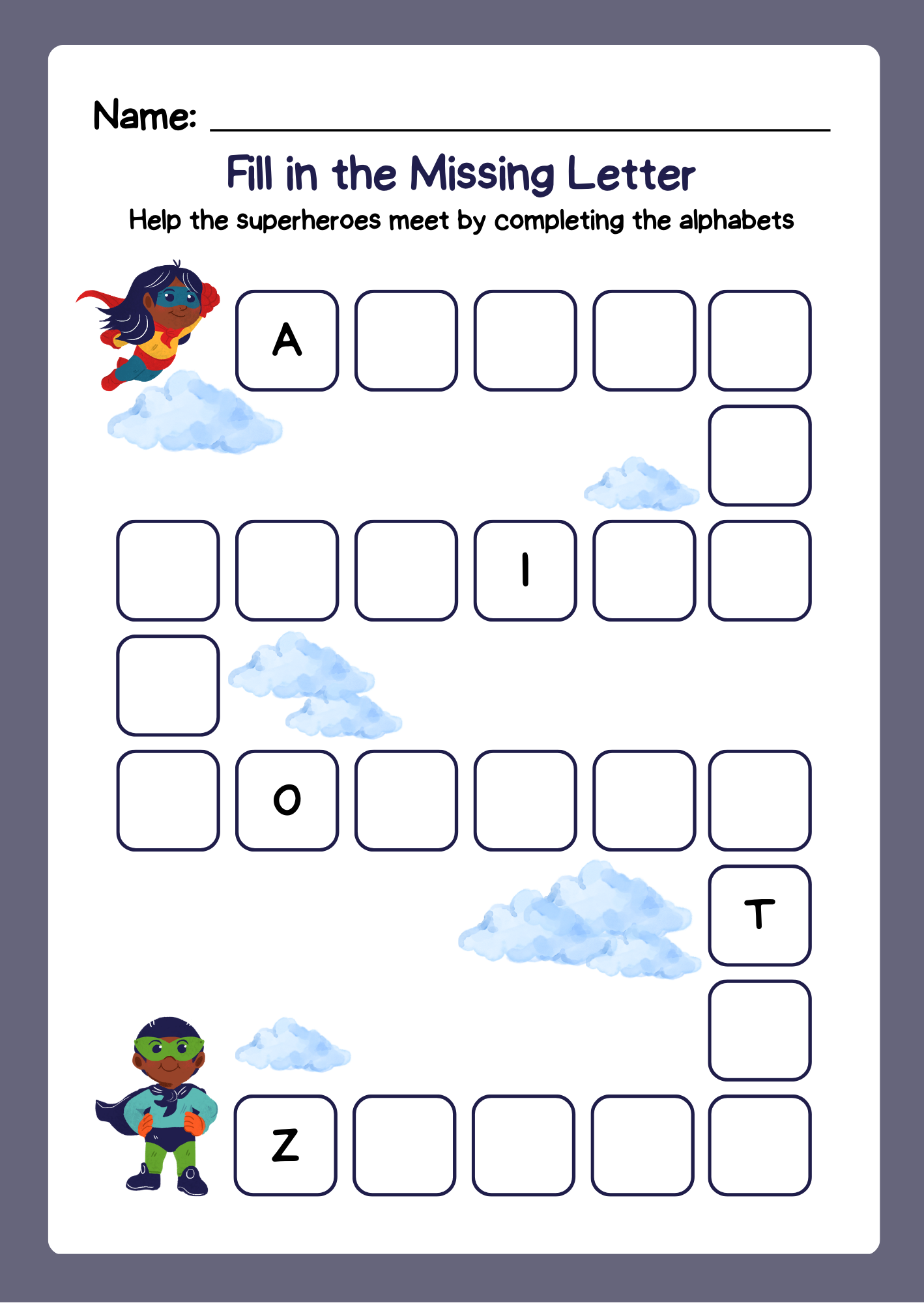 free worksheets - missing letters
