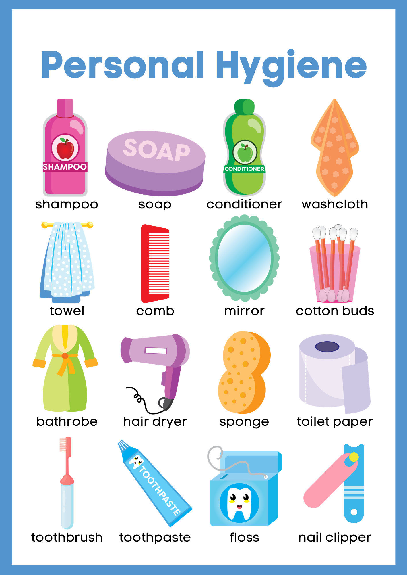 free worksheets - personal hygiene