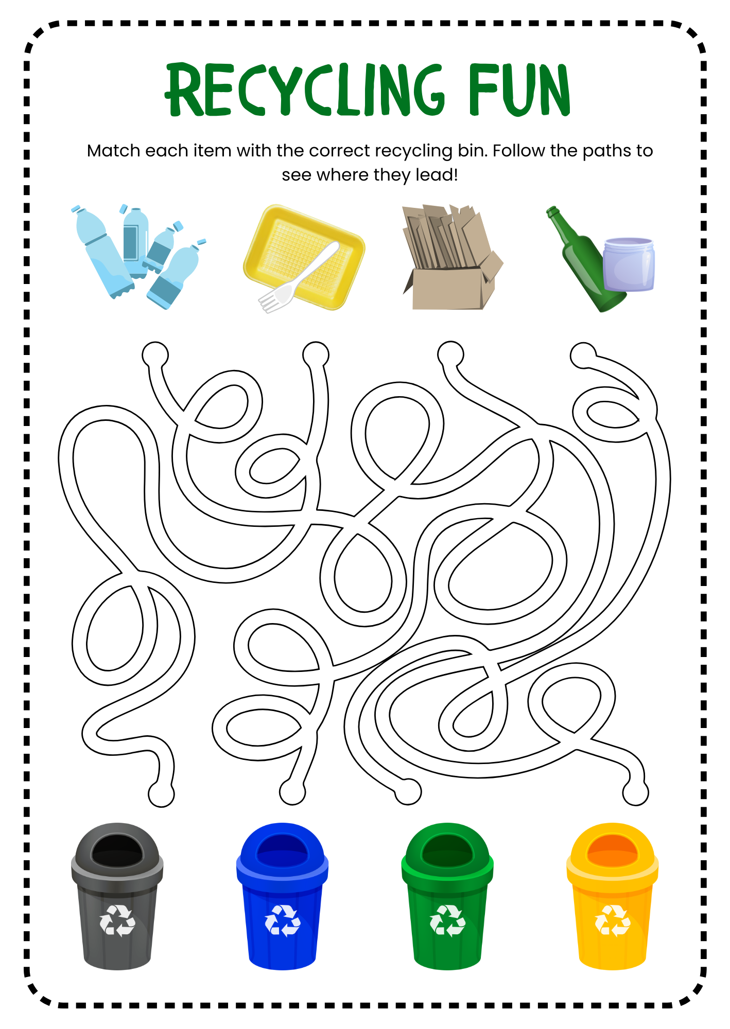 free worksheets - sort and recycle4