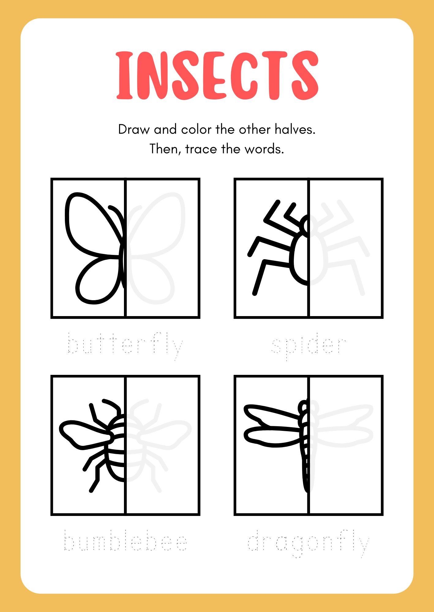 free worksheet for kids Insect