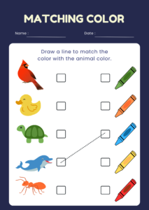 free worksheet for kids Matching color