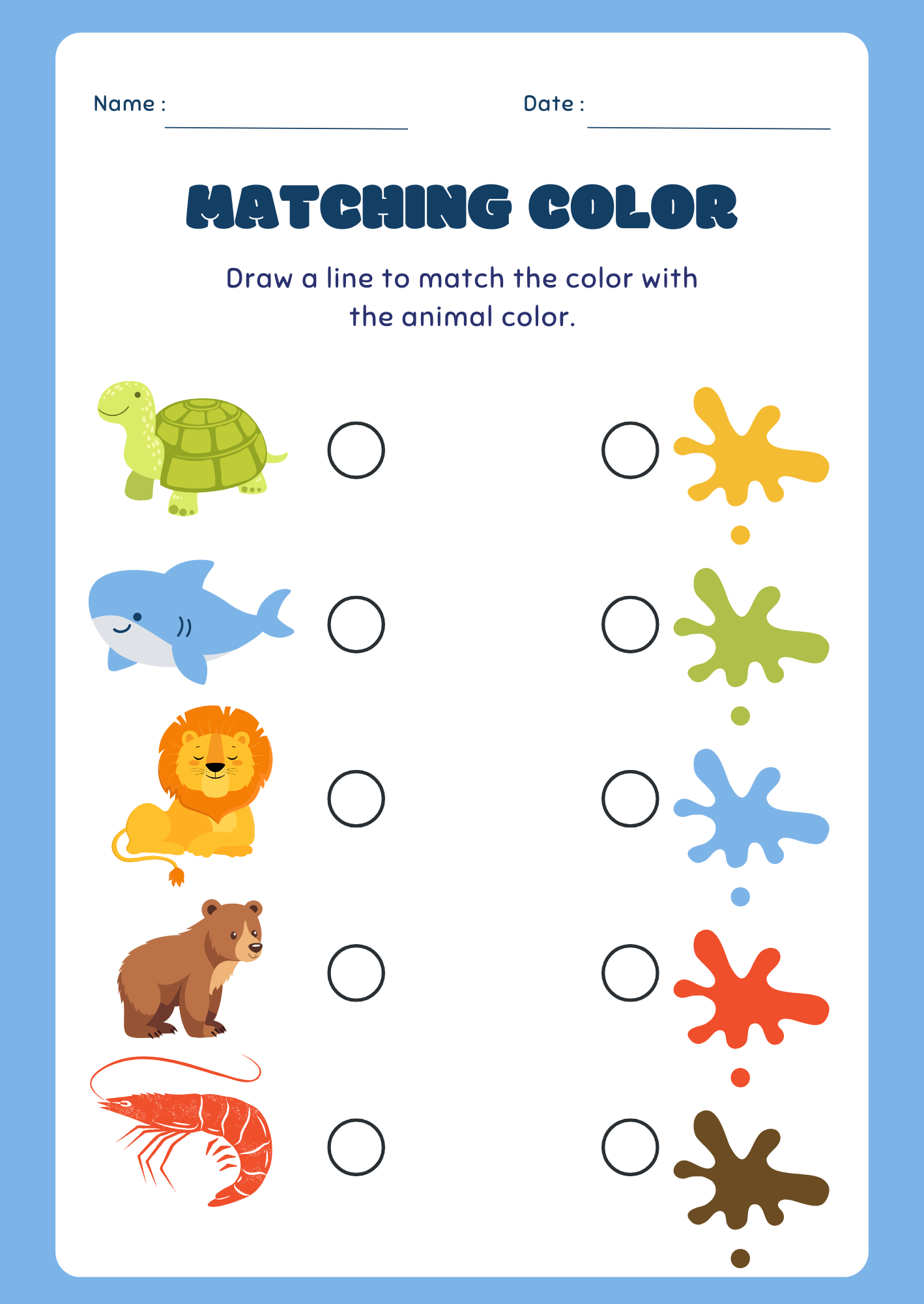free worksheet for kids Matching color