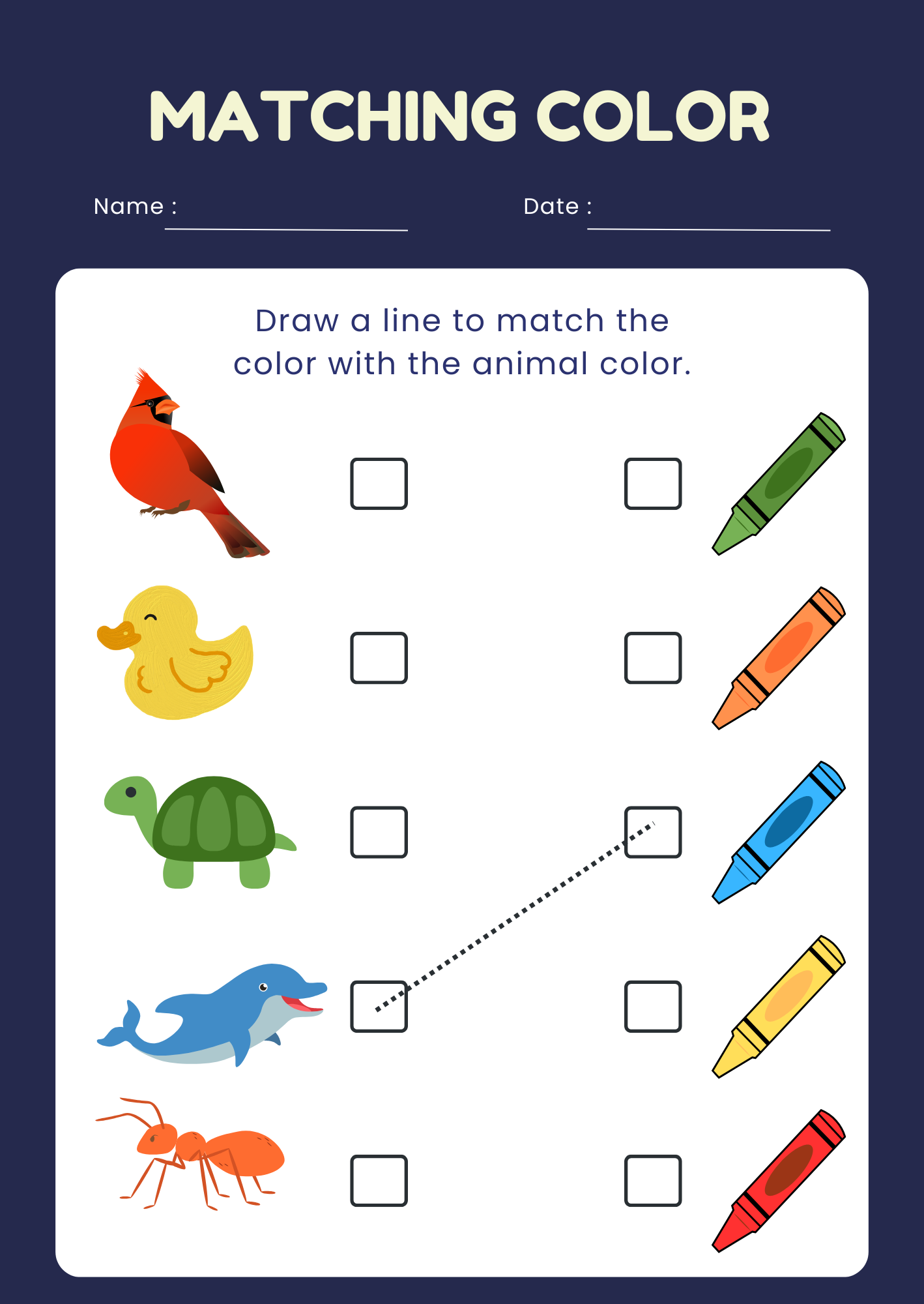 free worksheet for kids Matching color